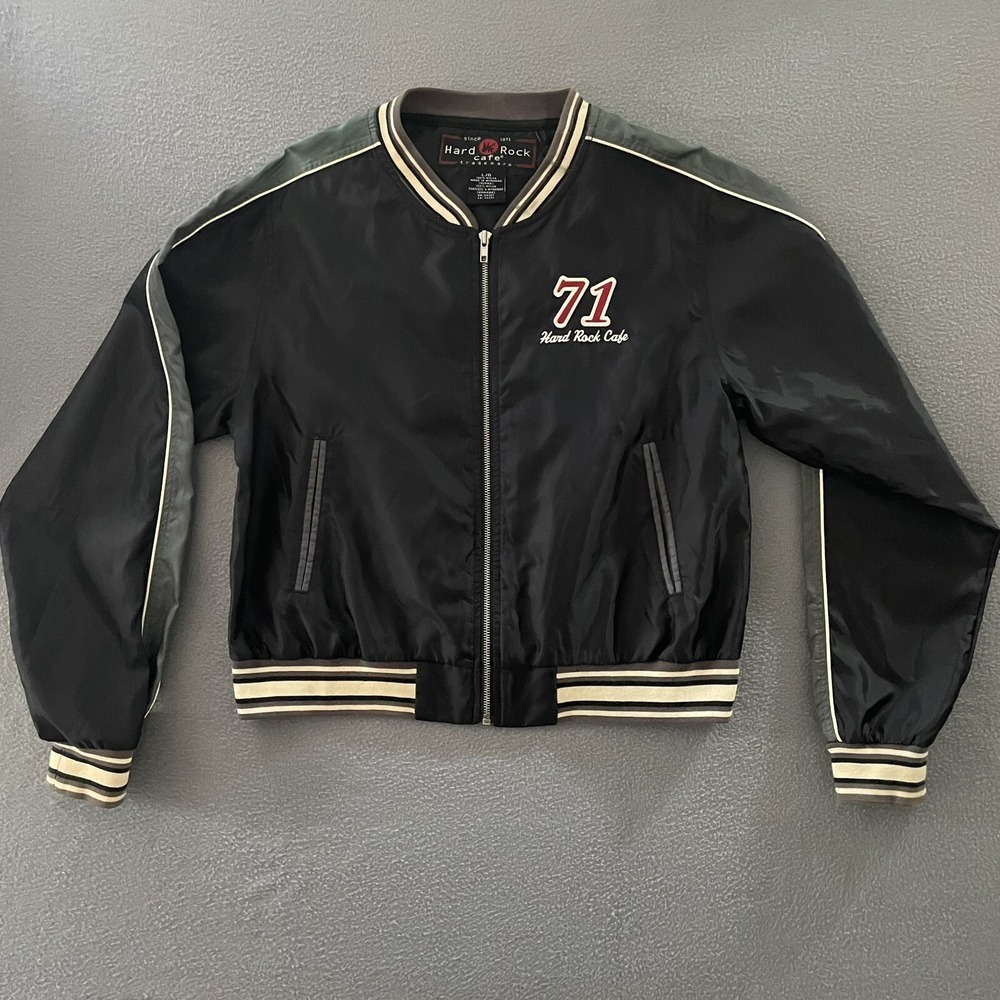 Vintage Hard Rock Cafe Womens Jacket Large Full Zip Crop Nashville Windbreaker